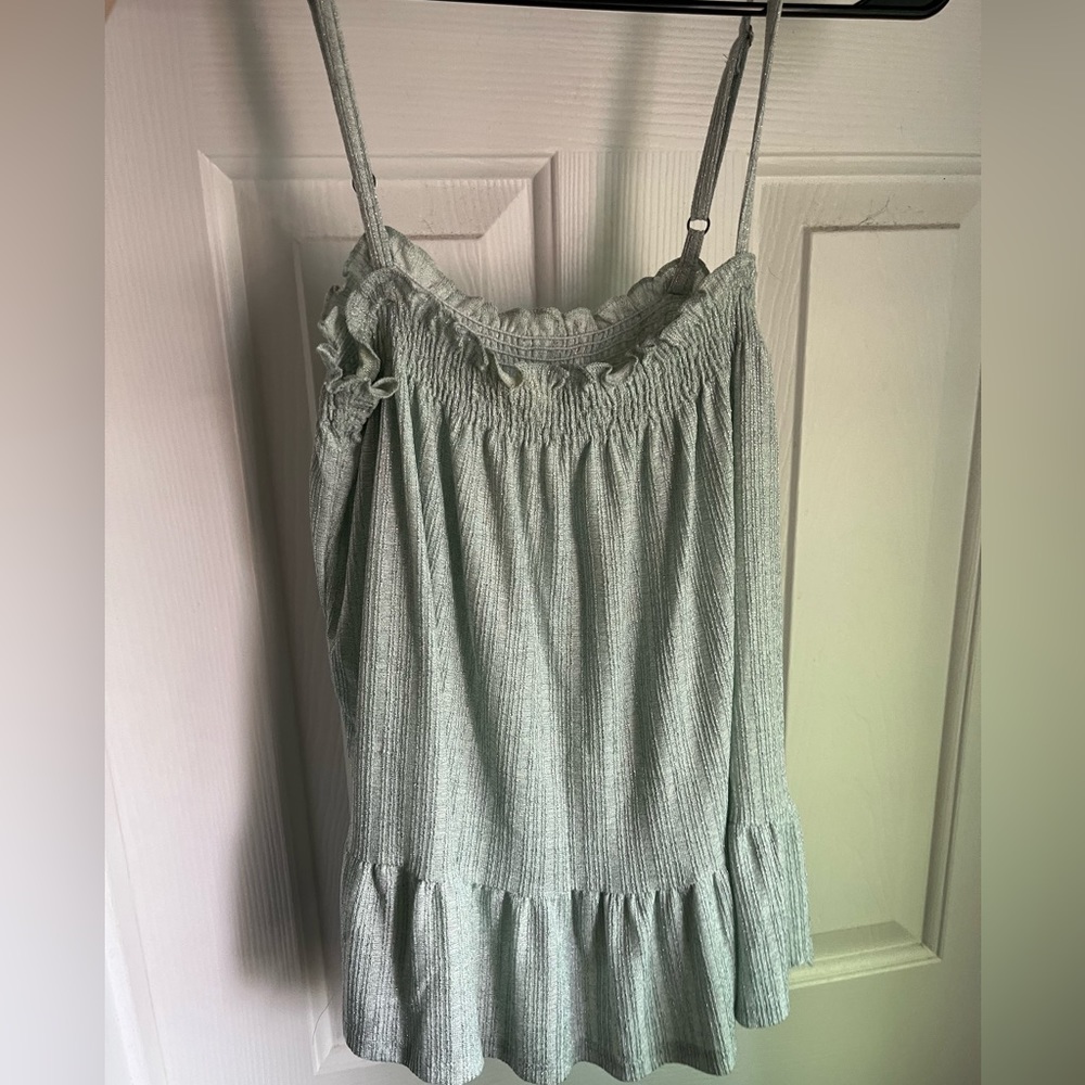 Mint green sparkly tank top